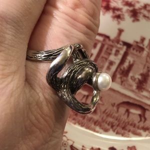 Vintage stamped 925 sterling silver high profile organic textured fairycore